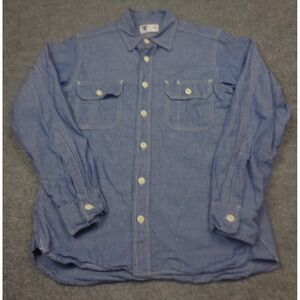 Tellason Topper Shirt Mens Blue M Raw Japanese Chambray Western Work